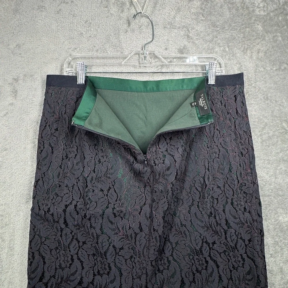 Talbots Skirt Petites 14P Black Lace Pencil Office Business Party Goth Glam Work
